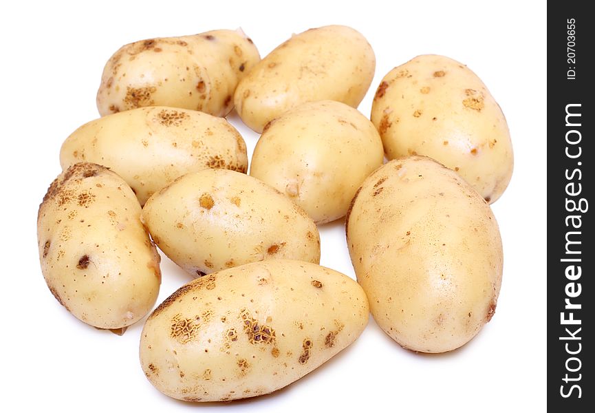 Color photograph of raw potatos