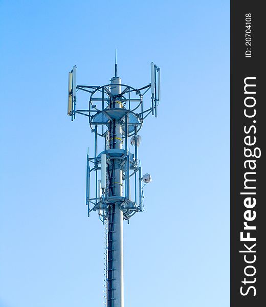 Detail of transmitter on blue sky