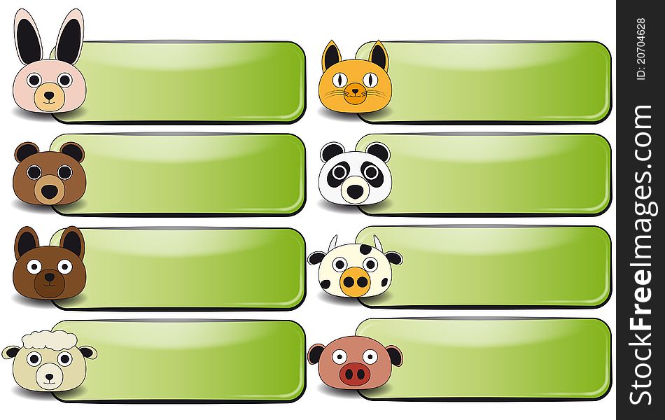 Illustration of banner with animal face of farm. Illustration of banner with animal face of farm