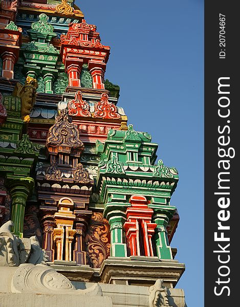 Traditional statues of gods and goddesses in the Hindu temple, south India, Kerala