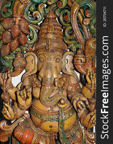 Wooden sculpture of Ganesha