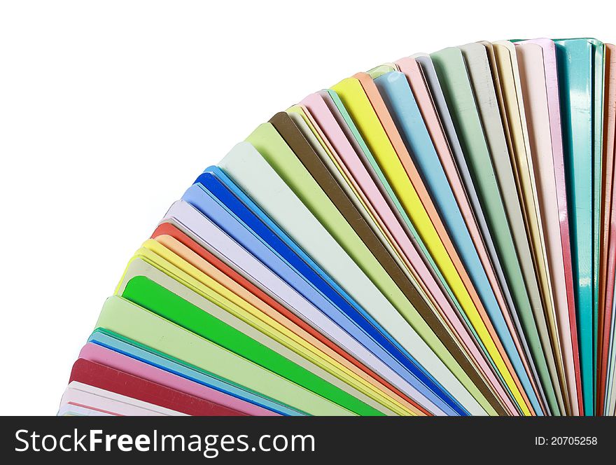 Colorful color guide on white background with copy space for your design. Colorful color guide on white background with copy space for your design