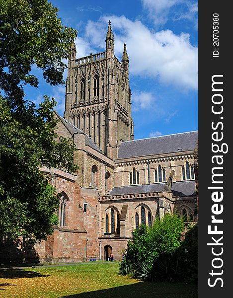 Worcester historical Cathedral in summer