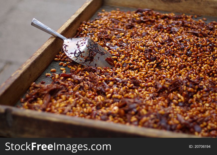 Soy sauce beans with dried bamboo shoots, one of the traditional foods in shanghai china