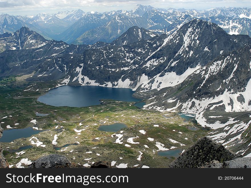 View from the top of mountain, height above sea level is 3022 m. View from the top of mountain, height above sea level is 3022 m