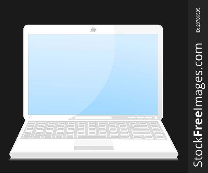 The white laptop on a black background. A vector illustration. The white laptop on a black background. A vector illustration