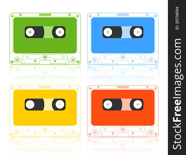 Icon of a musical film of different colours. A vector illustration