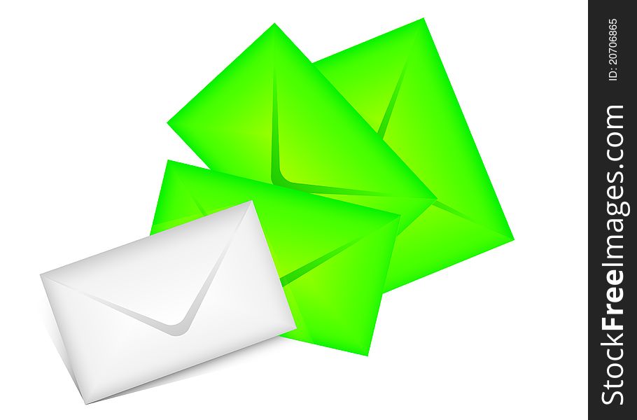 Set of 4 envelopes white and green. Set of 4 envelopes white and green