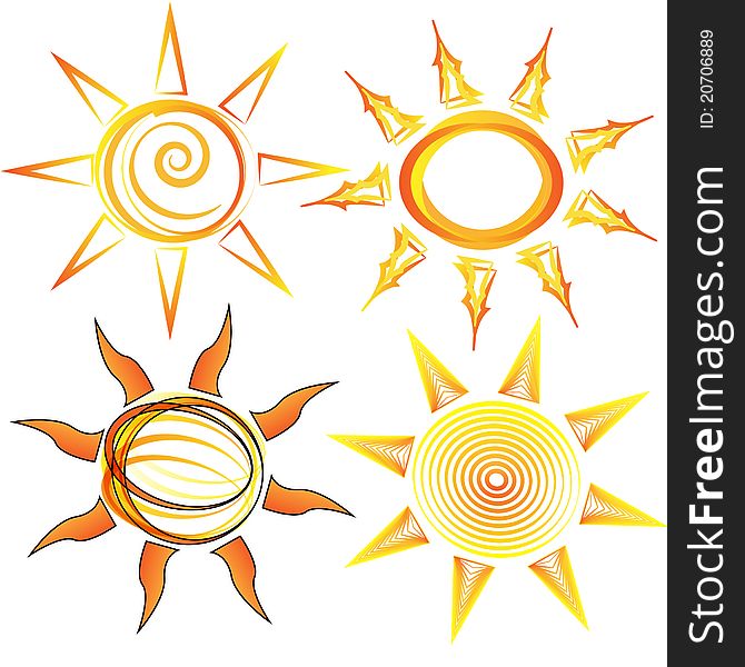 Set of 4 different sun styles. Set of 4 different sun styles