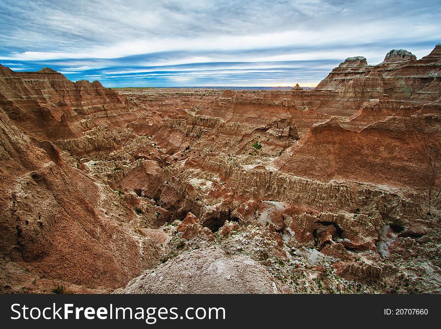 Badlands At Sunrise, South Dakota, USA