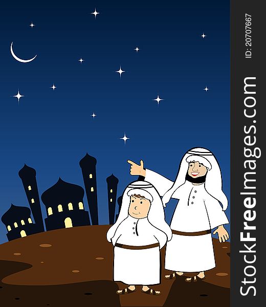 Arabic concept illustration for eid. Arabic concept illustration for eid