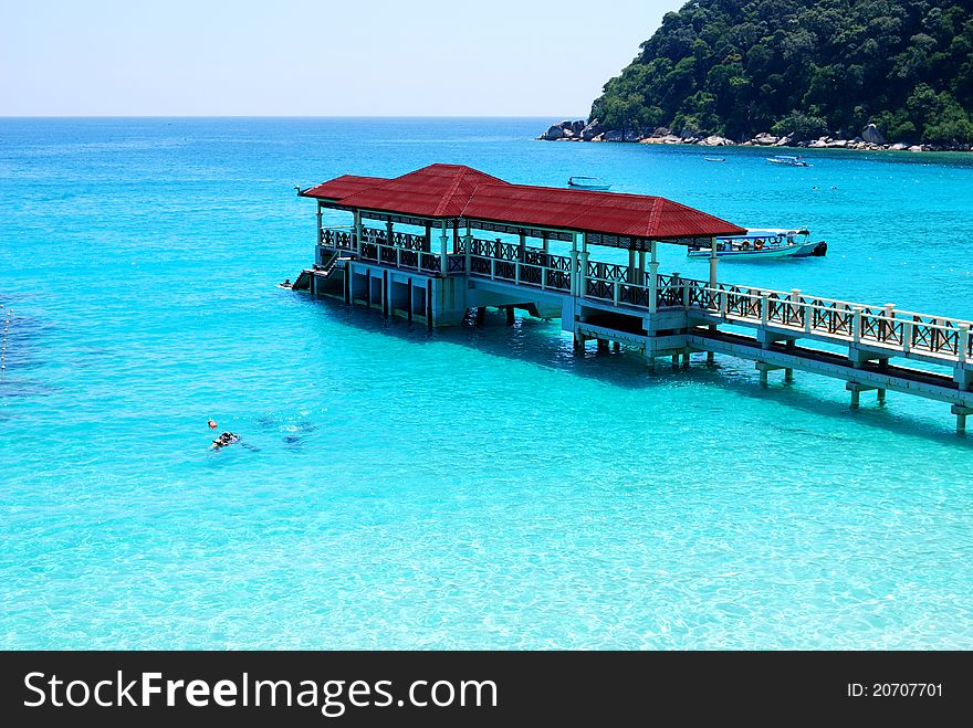 Malaysia's beautiful sea island pier. Malaysia's beautiful sea island pier