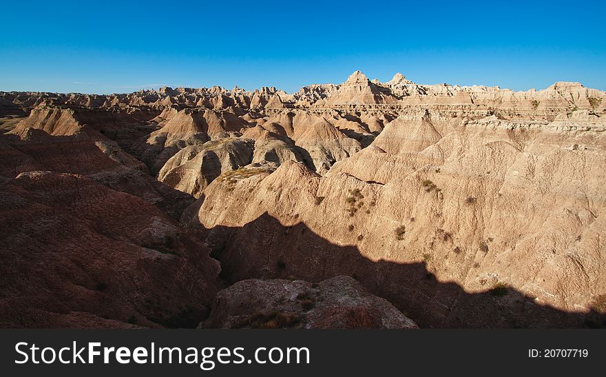 View of the Badlands National Park, South Dakota. View of the Badlands National Park, South Dakota