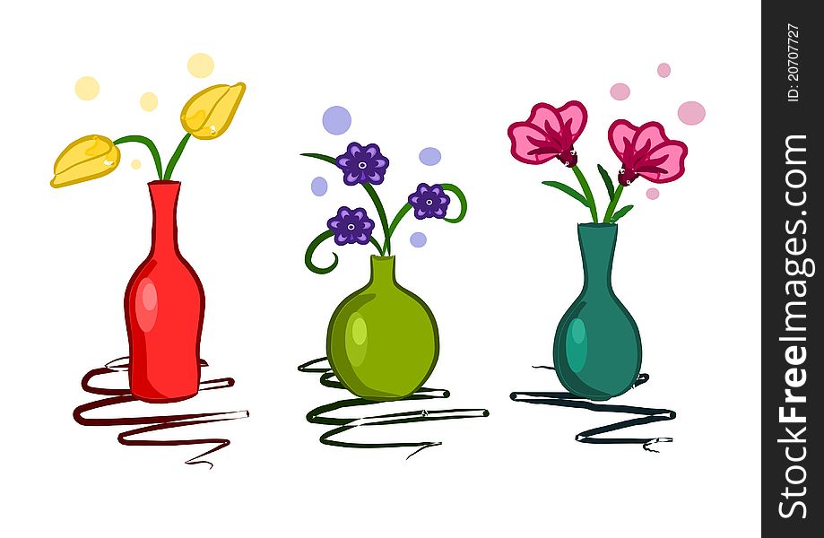Beauty colorful vase with flowers - vector. Beauty colorful vase with flowers - vector