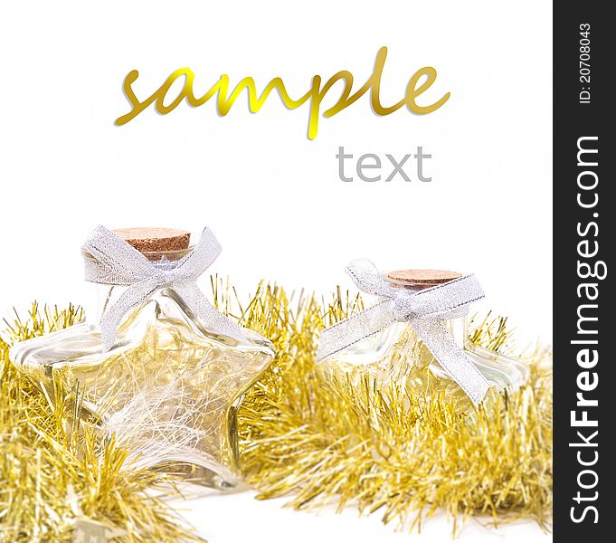Holiday ornament star Bottle on a white background with space for text
