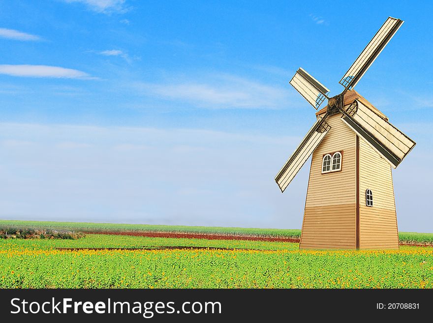 Beautiful windmill with landscape in Thailand