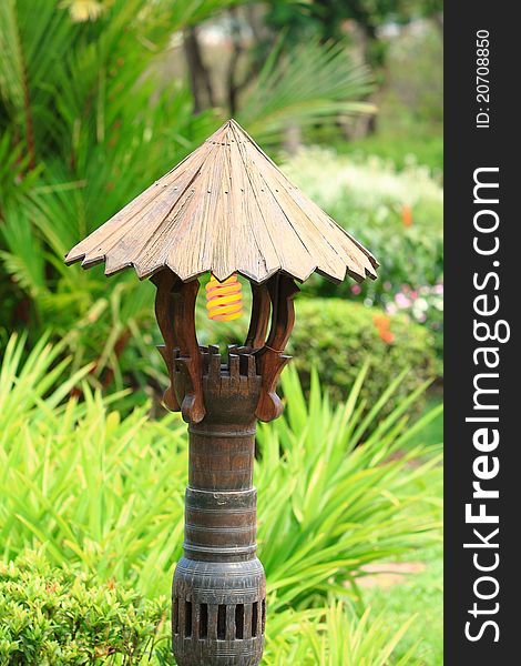 Old stlye garden lamp in garden of Thailand