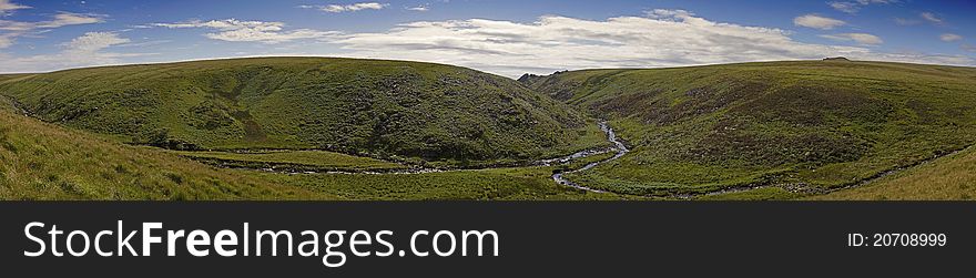 The landscape of Dartmoor National Park, England