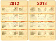 Set Of 2012 And 2013 Calendar Stock Photos