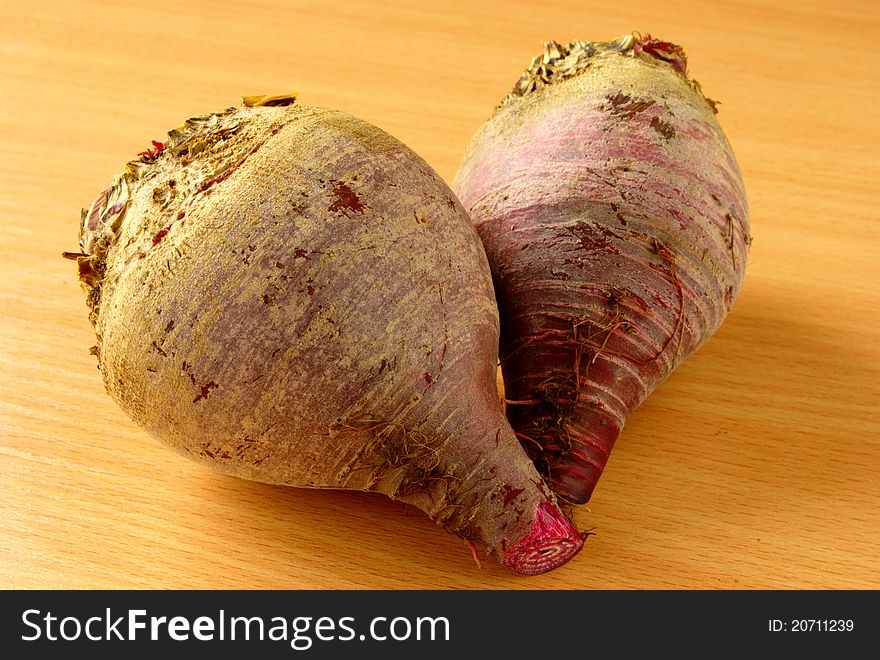 Two Red Beets On The Table