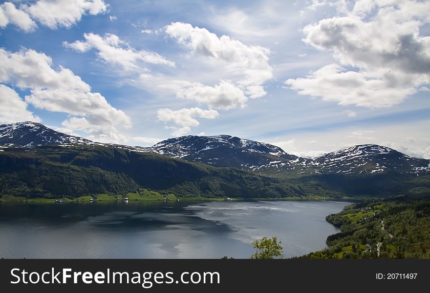 Beautiful mountain lake â€“ Haukedalsvatnet lake, Sogn og Fjordane, West Norway