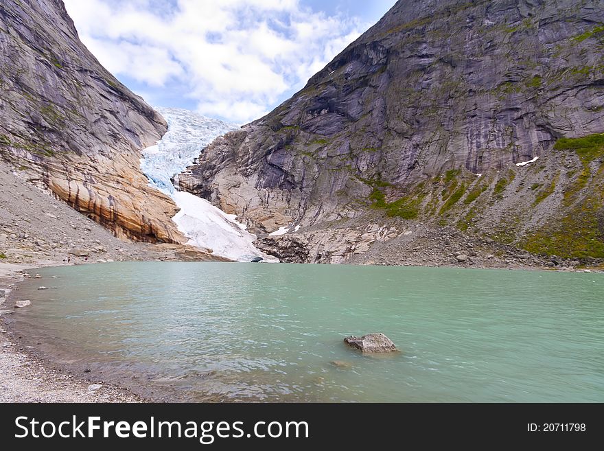 Mountain lake and glacier