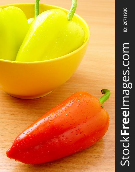 Bulgarian Pepper On A Wooden Table