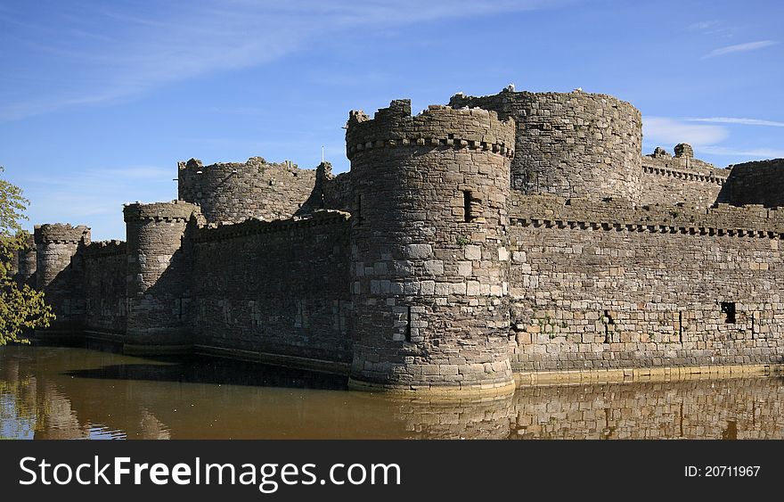 Historic Beaumaris Castle and Moat in Wales