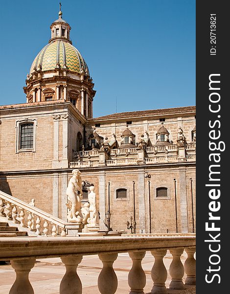 Statue Of Fountain Pretoria In Palermo