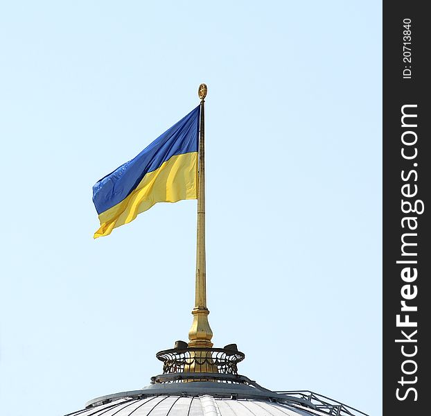 Ukrainian flag on a parliament roof in Kiev/11