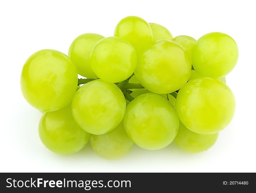 White grapes close up on the white