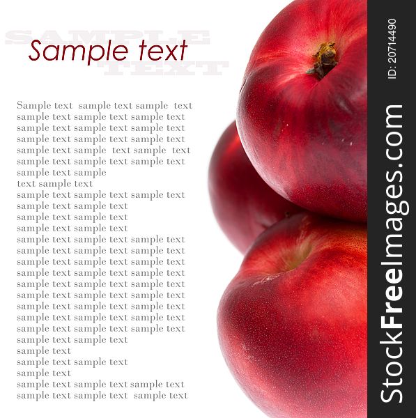 Nectarines on a white background with a sample text