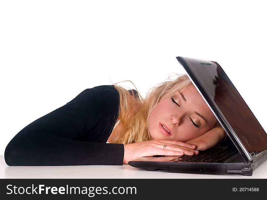 Girl Sleeping With Laptop