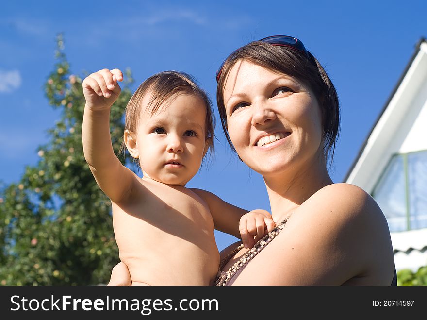 Mom with her cute baby at nature. Mom with her cute baby at nature