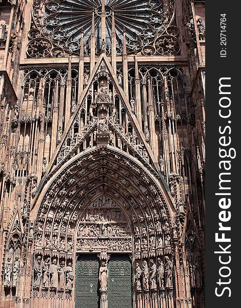 Detail of Strasbourg Cathedral a Roman Catholic cathedral, Alsace, France