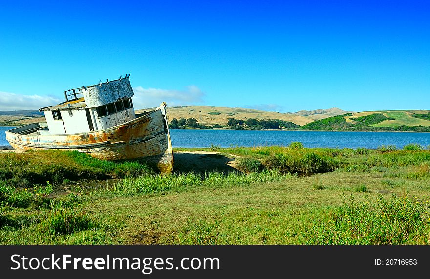 Abandoned boat in Point Reyes California