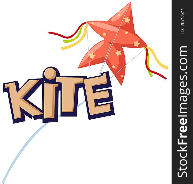 Illustration of isolated letter of kite on white background