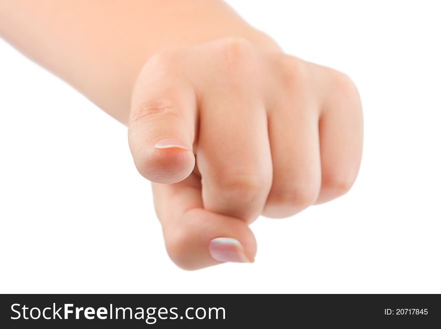 Pointing hand - isolated on white background