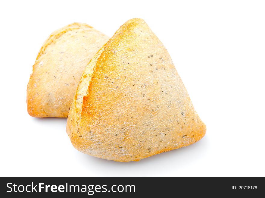 Tasty bun on a white background