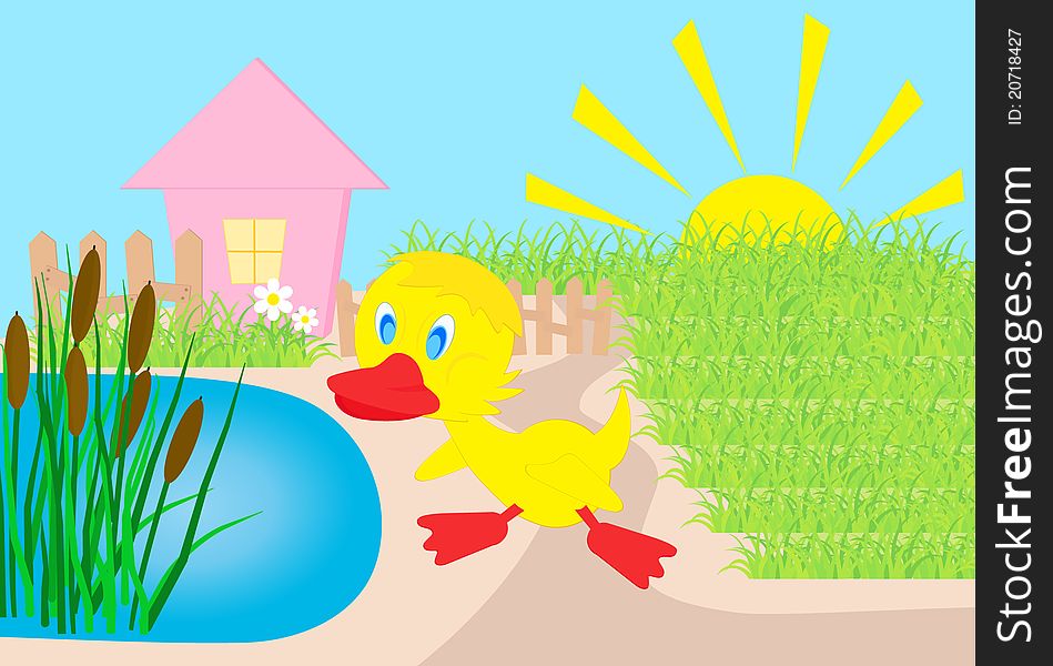 Duckling, vector illustration, all characters are on separate layers.