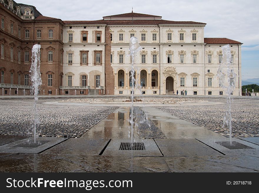 Garden with fountain of Royal Palace in Venaria, Italy. Garden with fountain of Royal Palace in Venaria, Italy.