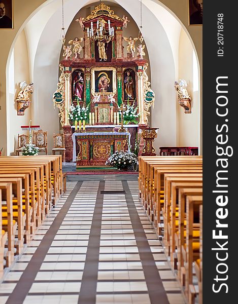 Beautiful church interior, picture taken in Poland, Europe.