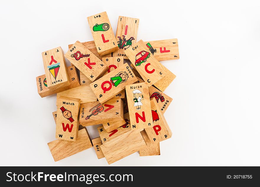 Wording puzzel A-Z with picture in wood box for kid brain. Wording puzzel A-Z with picture in wood box for kid brain