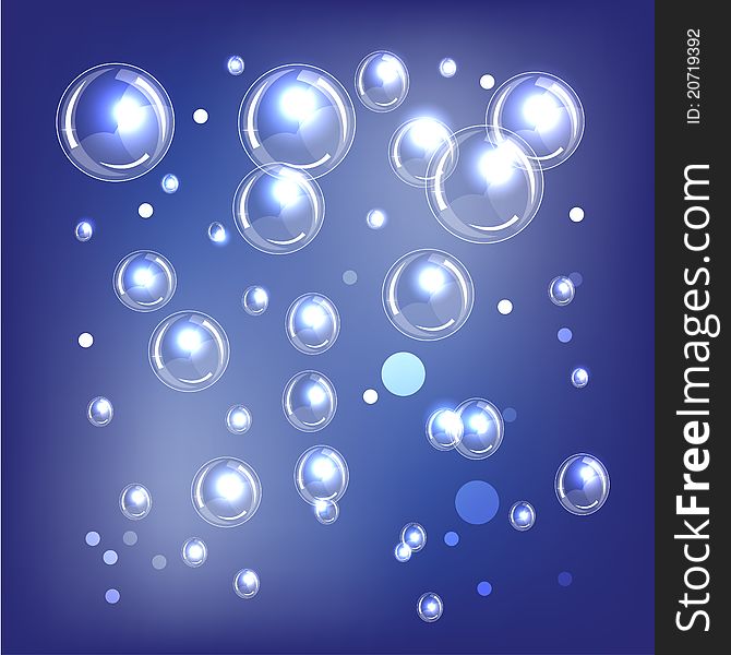 Shiny Bubbles on blue background