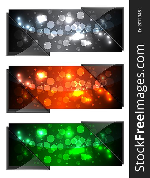 Shiny Sparkling Banners With Dark Glass - modern backgrounds