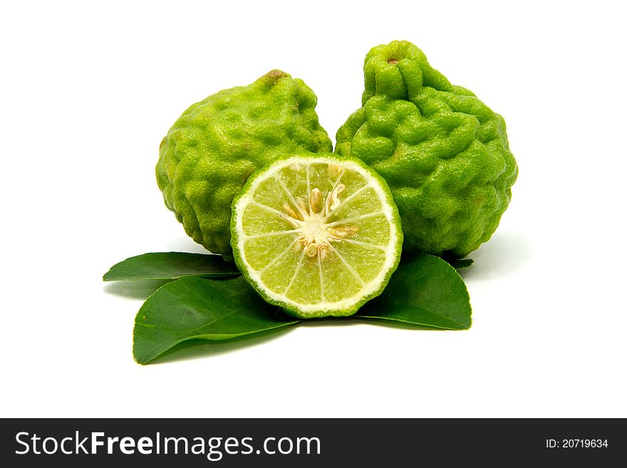 A group of citrus on white background