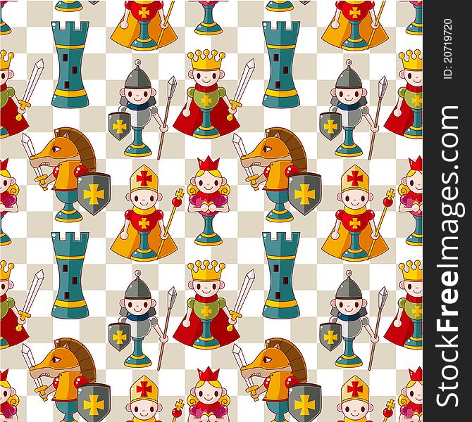 Cartoon chess seamless pattern