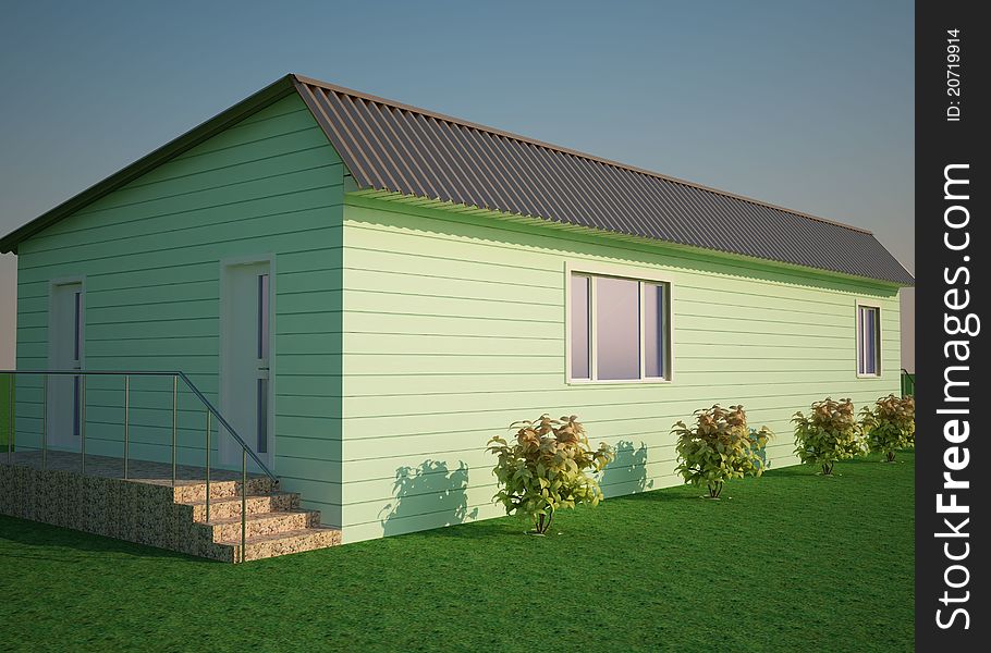 Green house for rest at the seaside, in 3d max