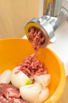 Meat Through A Meat Grinder Royalty Free Stock Photos