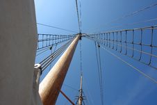 Foresail, Jib, And Wooden Mast Of A Sailing Yacht Royalty Free Stock Image Foresail, Jib, And Wooden Mast Of A Sailing Yacht Royalty Free Stock Image